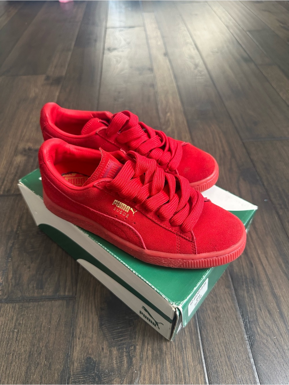 PUMA Suede Heart Red Sneakers – Women’s Lace-Up Shoes